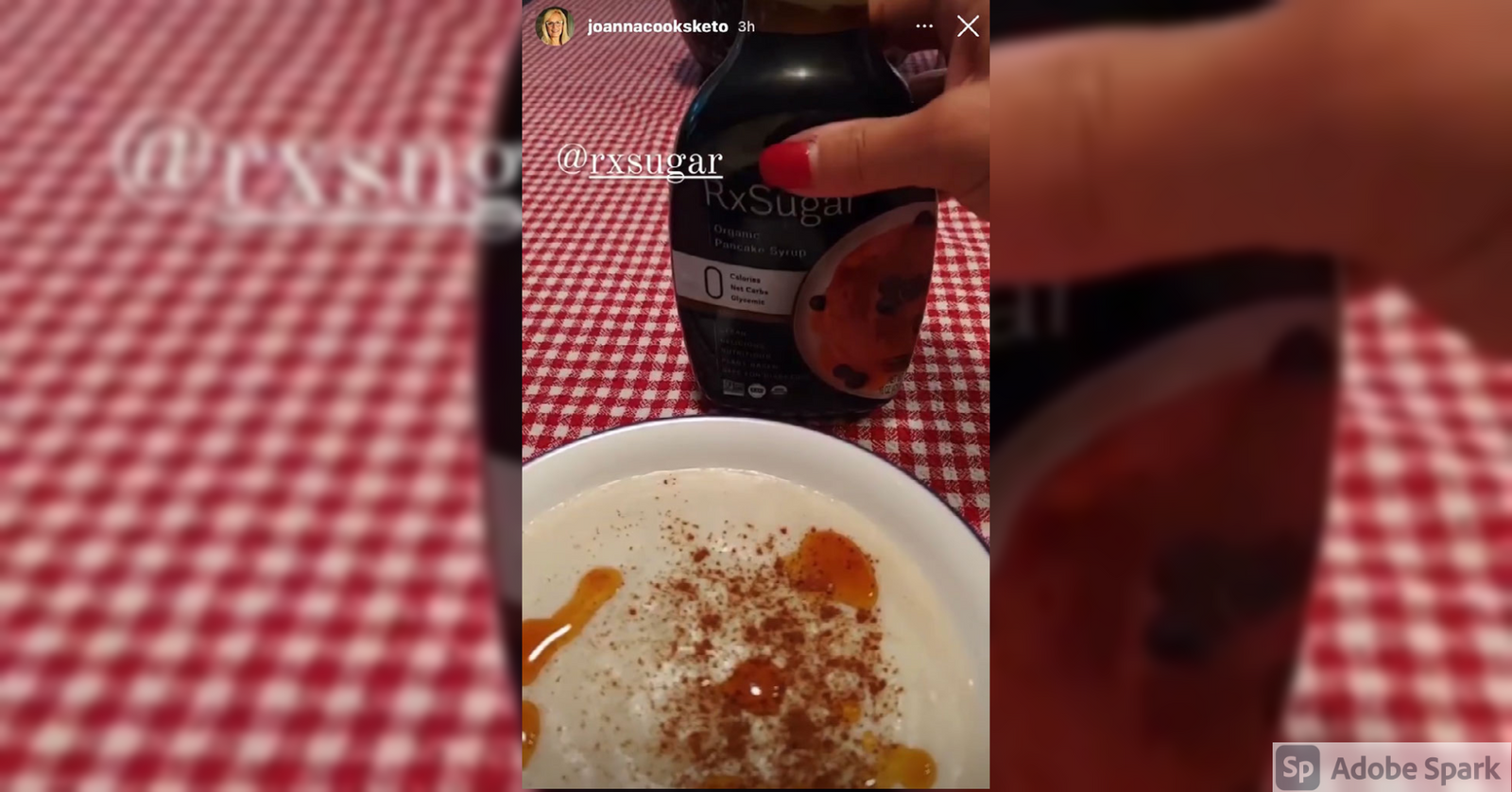 Joannacooksketo Using Her RxSugar Organic Pancake Syrup