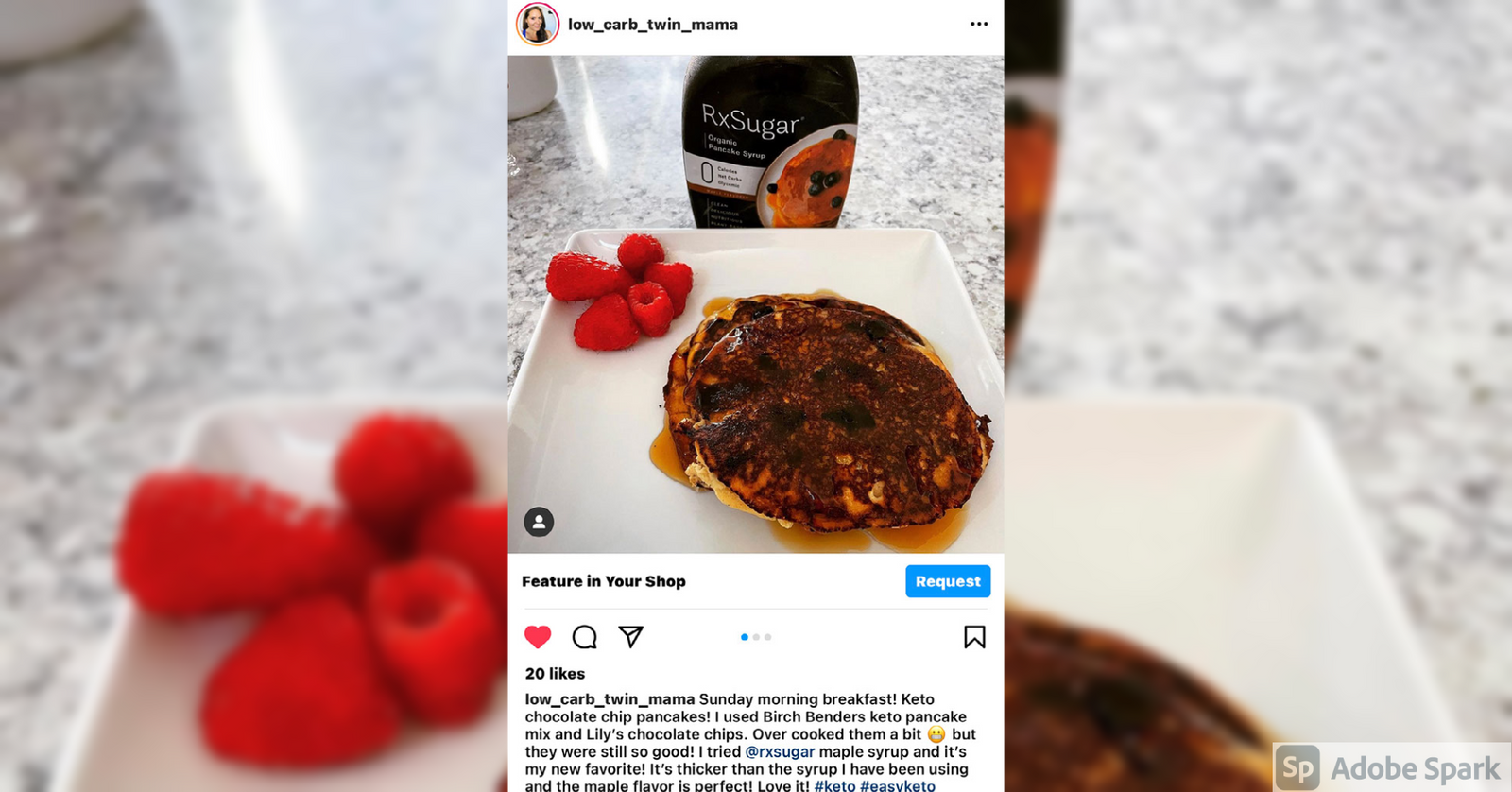 Low Carb Twin Mama Using RxSugar Organic Pancake Syrup On Her Yummy Pancake Stack