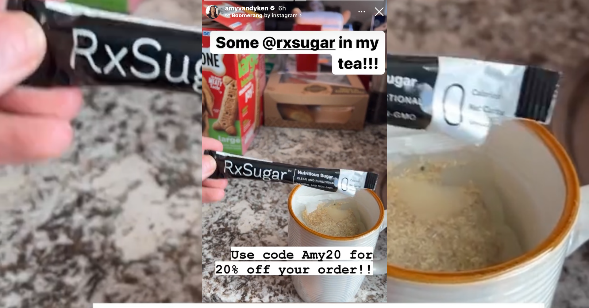 Amy Vandyken Loving Her RxSugar Stick Packs In Her Coffee