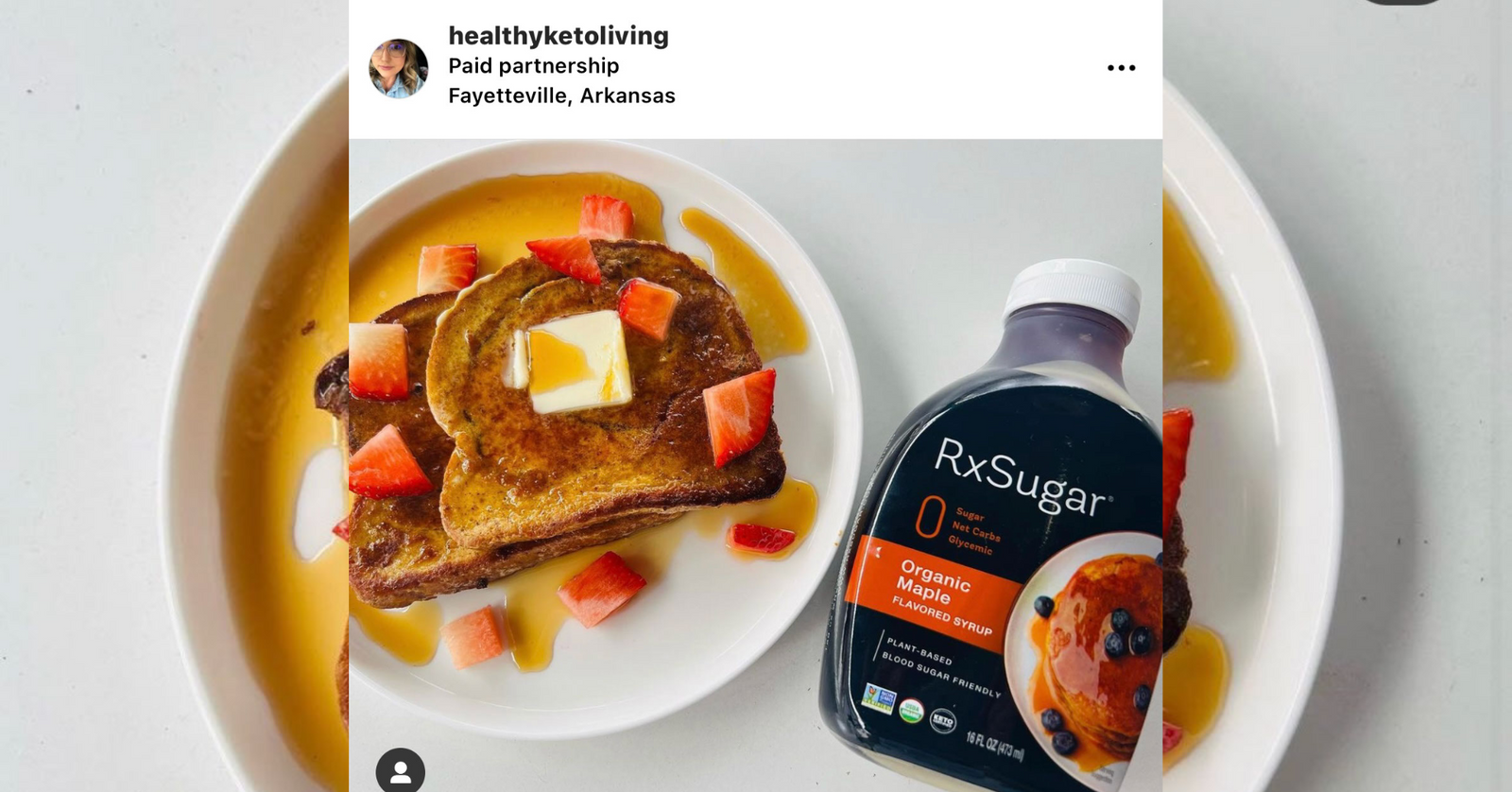 Healthy Keto Living Using Her RxSugar Maple Syrup On Her Pancake Stack