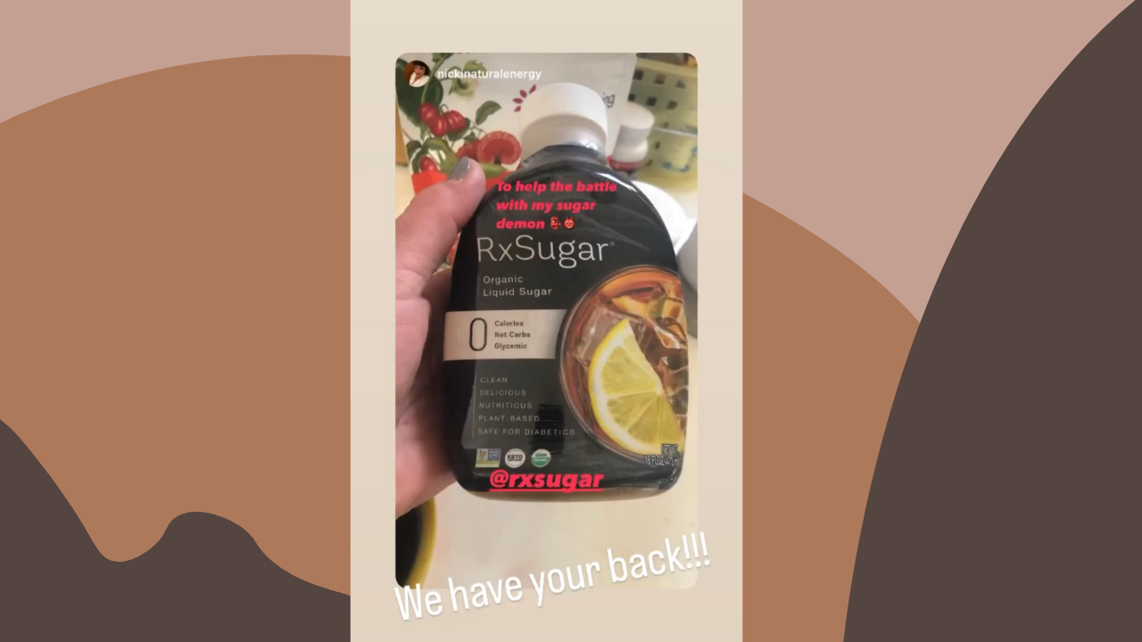 Helping @nickinaturalenergy Fight Their Sugar Demons photo of someone holding RxSugar syrup