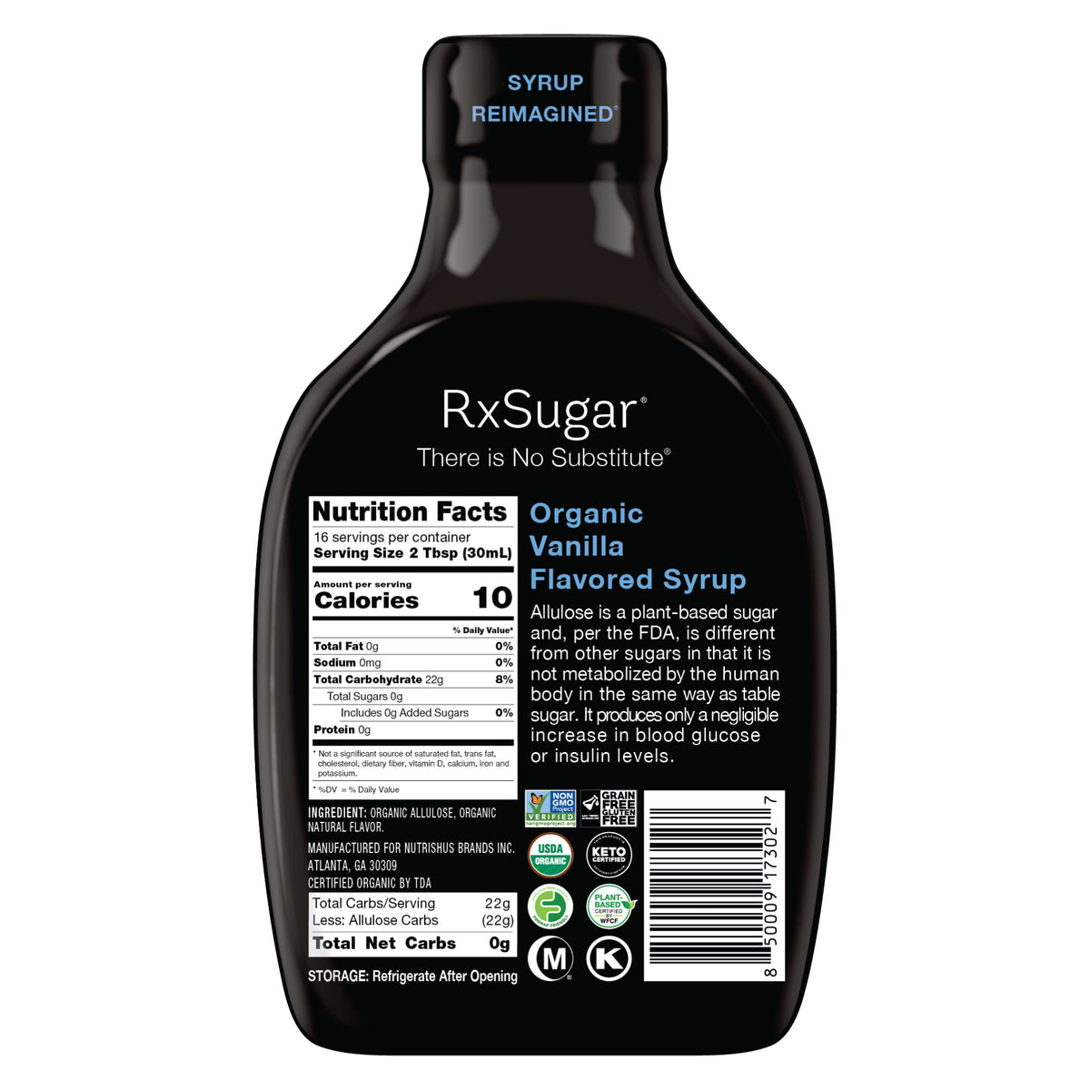 RxSugar Organic Vanilla Syrup Q3 2023