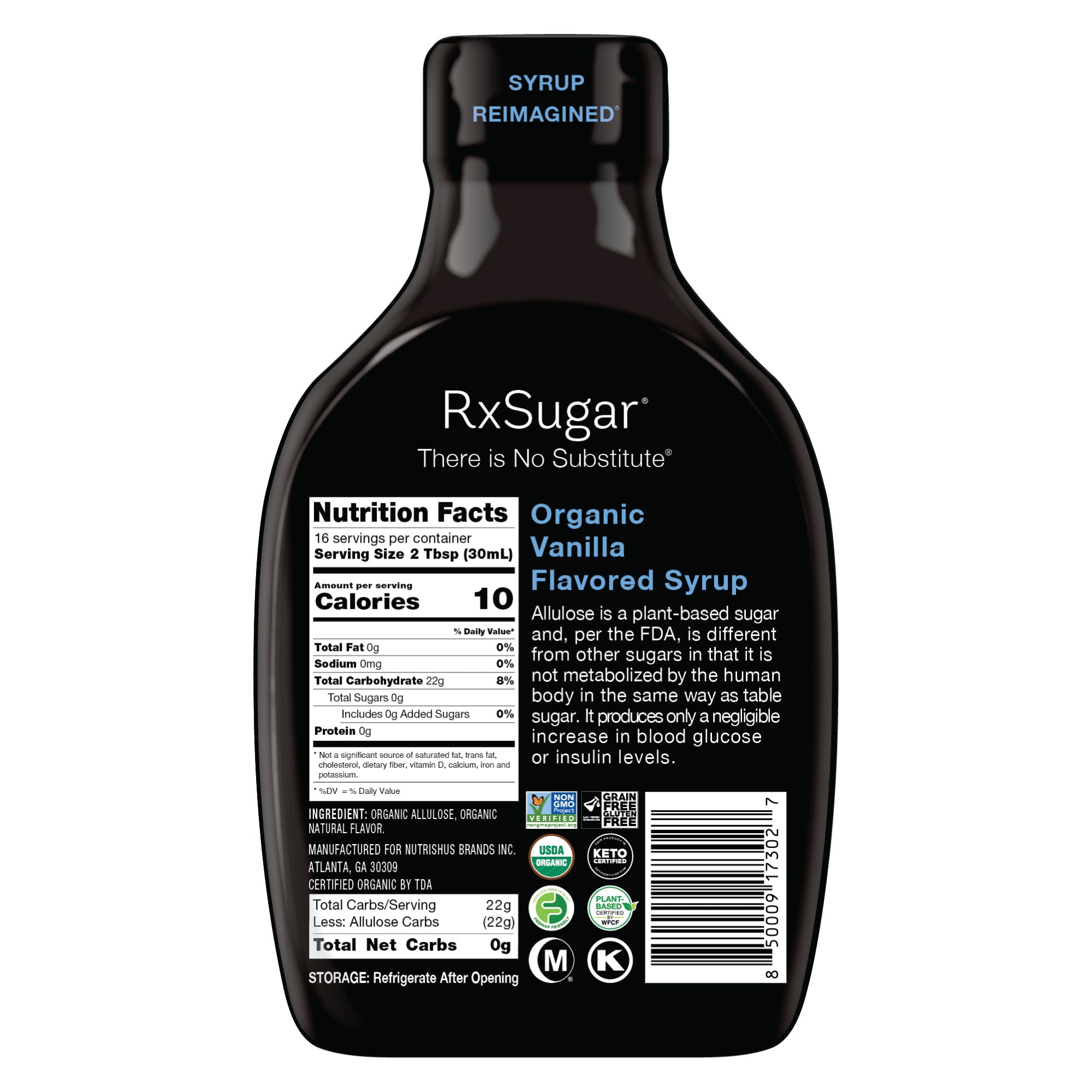 RxSugar Organic Vanilla Syrup Q3 2023