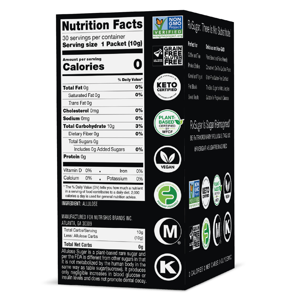 RxSugar Carton 30 Stick Pack Packaging Side 1