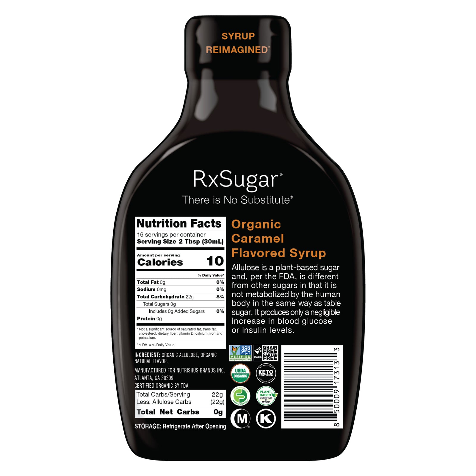 RxSugar Organic Caramel Syrup