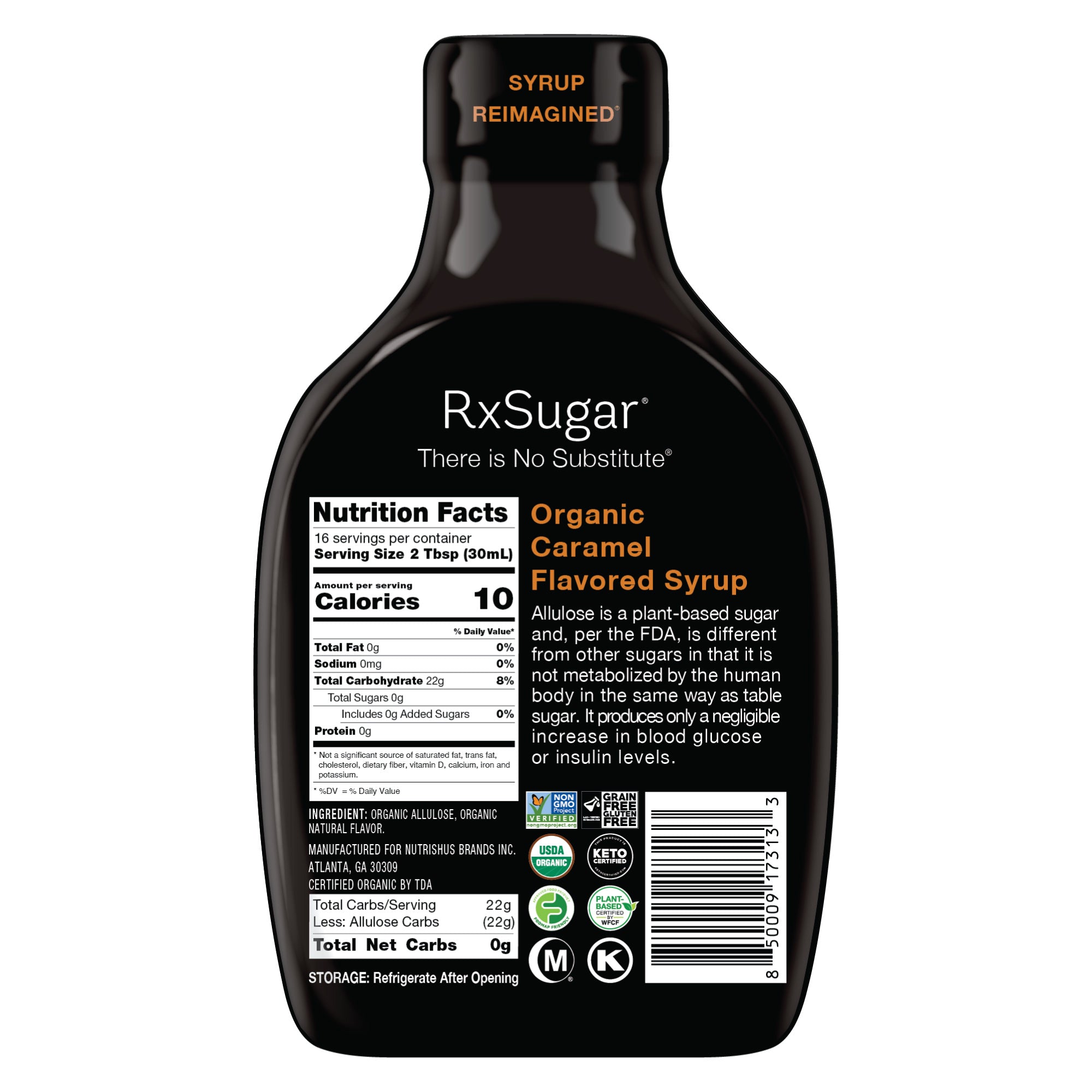 RxSugar Organic Caramel Syrup